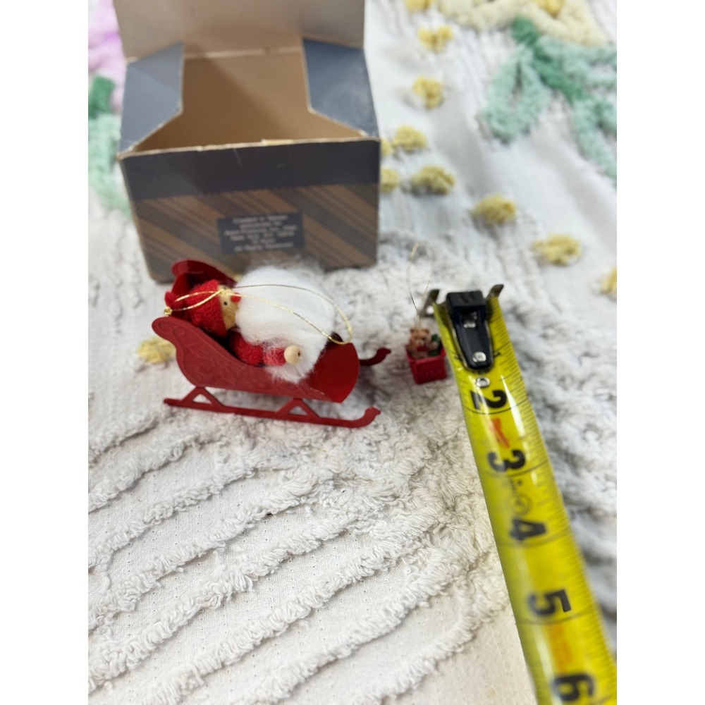 Vintage Avon Frolicking Santas Ornament Collection Santa on a Sleigh with Box - Picture 4 of 5